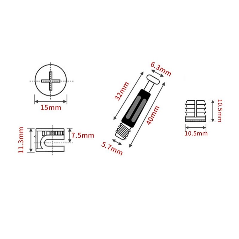 30 Packs Furniture Board Cam Fitting with Dowel and Pre-Inserted