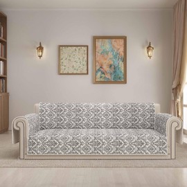 ALIECOM 100% Waterproof Couch Cover for 3 Cushion Couch Sofa Pet Friendly Sofa Covers Washable Printed Non Slip Furniture Protector Slipcovers with Pockets for Dogs (Large, Floral Khaki)