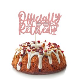 1 decoración oficial para tarta de jubilación con purpurina de oro rosa, decoración para tartas para despedidas de tensión, Hello Pension, Happy Retirement Farewell Party Decoration Supplies