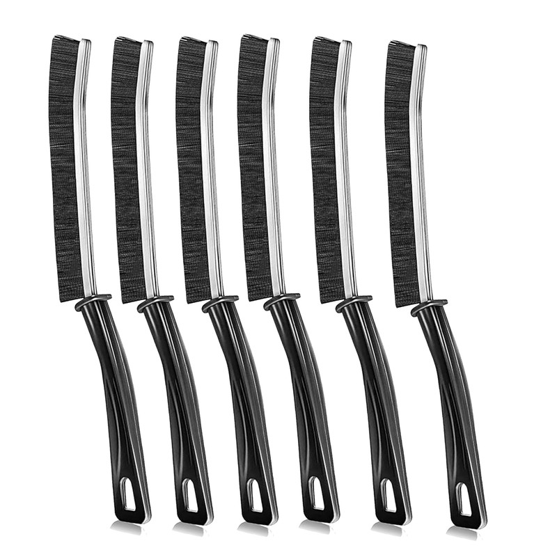 CrafTreat Hard Bristle Crevice Cleaning Brush – 6 Pack (Black)