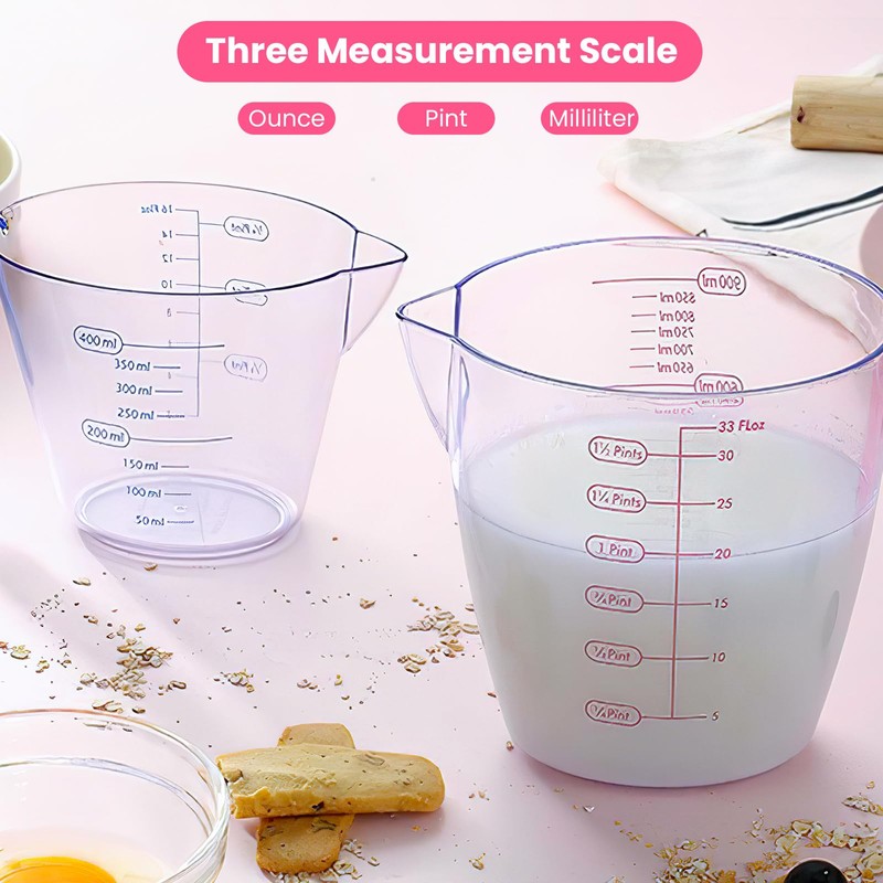 3PCS Plastic Measuring Jugs, BPA-Free Measuring Jug for Kitchen &