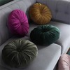 13.8 Inch Round Sofa Cushion Velvet Throw Pillows Soft Pleated
