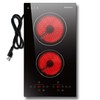 2 Burner Electric Cooktop, 110v Electric Stove with Plug, 12