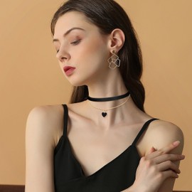 Heveer Choker Collar Layered Adjustable Collar Women's Jewellery for Girls Gothic Choker Necklace, Velvet