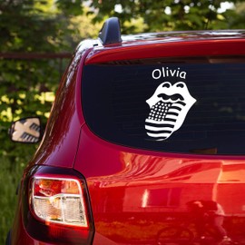 Mouth with American Flag Tongue Custom Sticker - Creative Car Sticker American Flag Mouth with Tongue - Individual American Flag Sticker Tongue Mouth