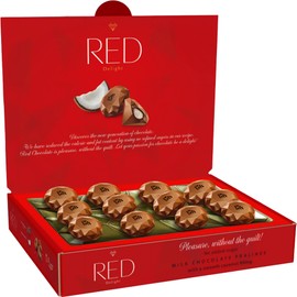 Red Delight Milk Chocolate Diamond Truffles with Smooth Coconut Filling - Pack of 3 (With 36 Chocolate Truffles) 13.98 oz Creamy Treats - Kosher, No Added Sugar, Gluten-Free European-Style Chocolates