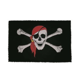 U24 Brillenputztuch Pirat mit rotem Kopftuch Fahne Flagge Glasreinigungstuch Microfasertuch