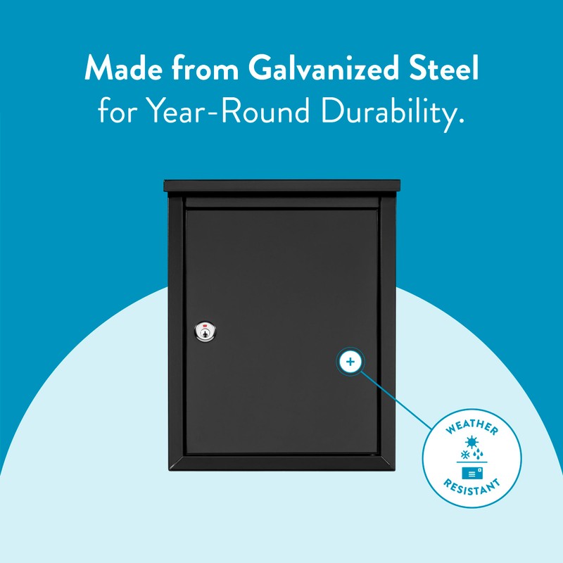 ARCHITECTURAL MAILBOXES 2580B-10 Chelsea Black Locking Wall Mount Mailbox, Medium,