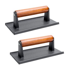 AJinTeby Heavy Duty Rectangle Burger Press, 2 Pack 8.3"×4.3" Meat Press for Griddle, Cast Iron Bacon Press for Blackstone Pitboss Camp Chef Weber Treager Griddle Grills