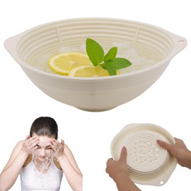 Foldable Silicone Face Ice Bath Bowl with Ice Grid, Portable Reusable Cold Tub Plunge Facial Washbasin for Home Travel Skin Tightening Pore Shrinking Glowing Skin(Beige)