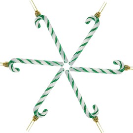 DERAYEE Christmas Candy Cane Green and White Festive Decoration for Christmas Trees, 6 Pieces, Candy Cane Decoration for Tree and Home, Candy Cane Christmas Decoration