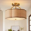 Joyartic 13" Rattan Semi Flush Mount Ceiling Light 3-Light Boho