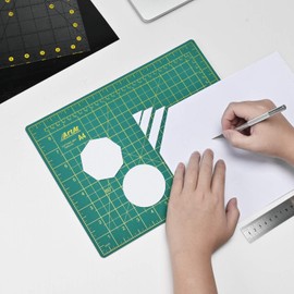 ArtAt Self Healing Cutting Mat: 9"x12" Non-Slip PVC Double Sided 5-Ply A4 Art Craft Rotating Mat, Rotary Cutting Mat for Quilting, Sewing Crafts Hobby Fabric Precision Scrapbooking Project Gr