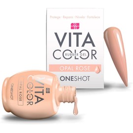 ONE SHOT - VITA COLOR Rubber Gel, Adicionado con Calcio, Vitamina E y Queratina, 14 mL. (OPAL ROSE)