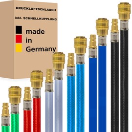 Compressed Air Hose with Quick Coupling (1/4 Inch) Pressure Hose Fabric Hose Compressor Hose Made in Germany (13 x 19 mm - 20 m, Transparent)