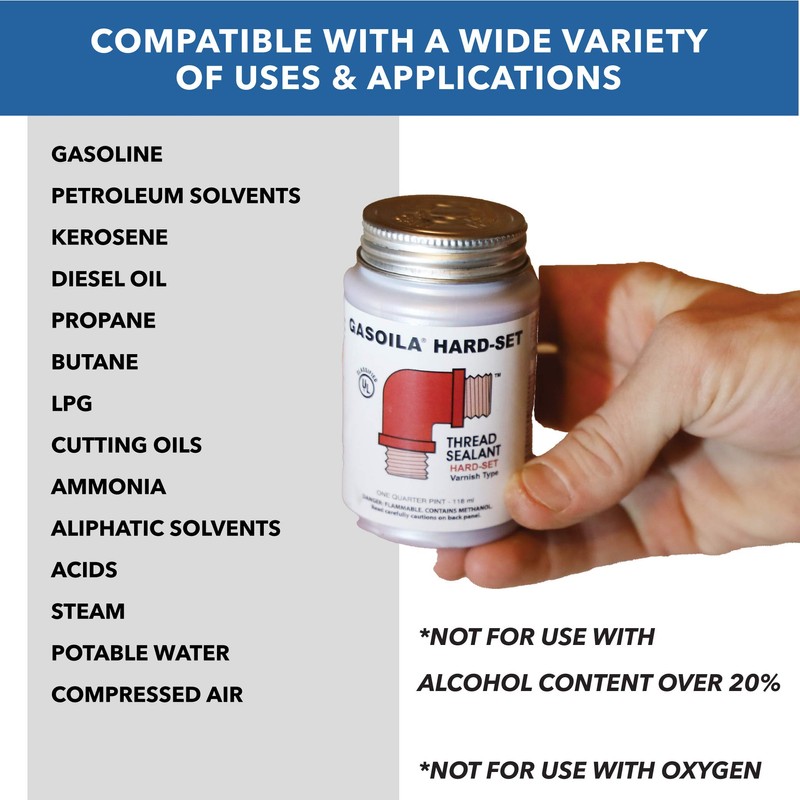 Gasoila Hard-Setting Permanent Thread Sealant, Fast-Drying Red Varnish Sealant for