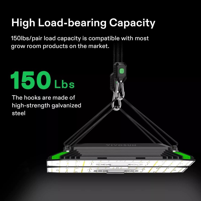 VIVOSUN 1/2/6 Pair 1/8" Lockable Grow Light Rope Hanger 150lbs