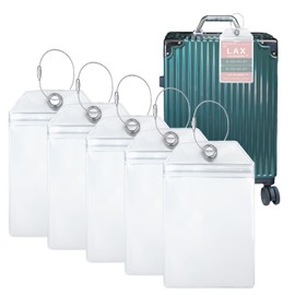 ZK-012 Luggage Tag Holder, Carrying Case, Luggage Marking, Set of 5, Horizontal Size, 4.9 x 3.7 inches (12.5 x 9.3 cm), Luggage Tag, For Travel, Business Trips, Cruises, Suitcase, Name Tag, PVC