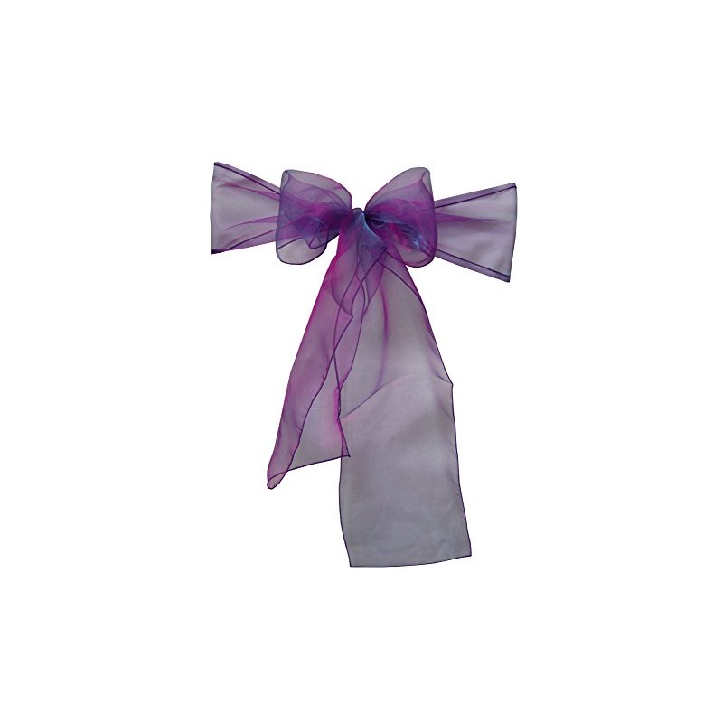 Organza Chair Sashes Wider Fuller Cover Party Decoration (Purple, 10Pcs)