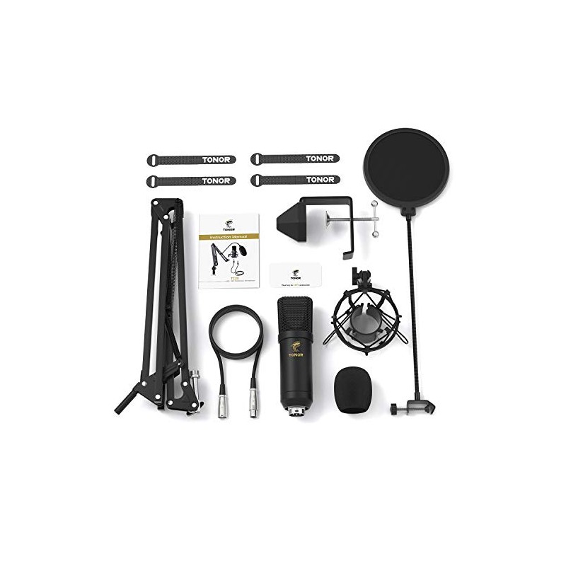 TONOR XLR, Micrófono Condensador, Kit de micrófono cardioide Profesional con