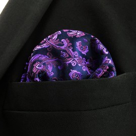 Shlax&Wing Geometric Patterned Purple Hanky Pocket Square For Men Floral Fashion