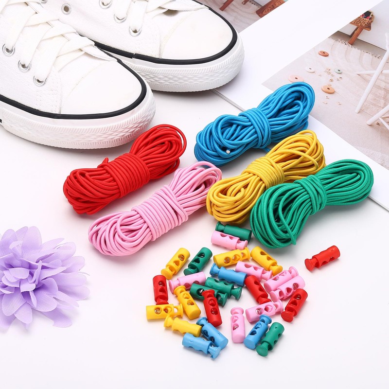 sourcing map 20 Pcs Plastic Cord Locks & 5M/16 ft