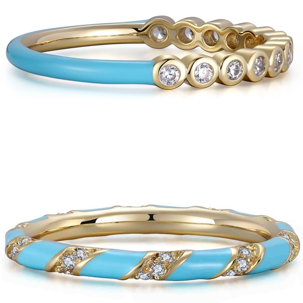 BLOSSOM & HUE Turquoise Ring Stacker Set | Set of