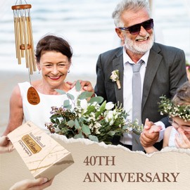 Leebbsin 40th Wedding Anniversary Wind Chime, Happy 40th Anniversary Romantic Gifts for Couple, Parents, Wife, Husband, Friends, Ruby Wedding Anniversary's Keepsake Gifts Ideas