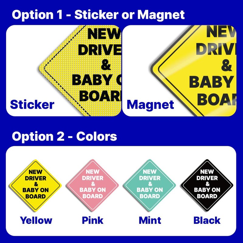 GEEKBEAR New Driver and Baby on Board Car Sign -