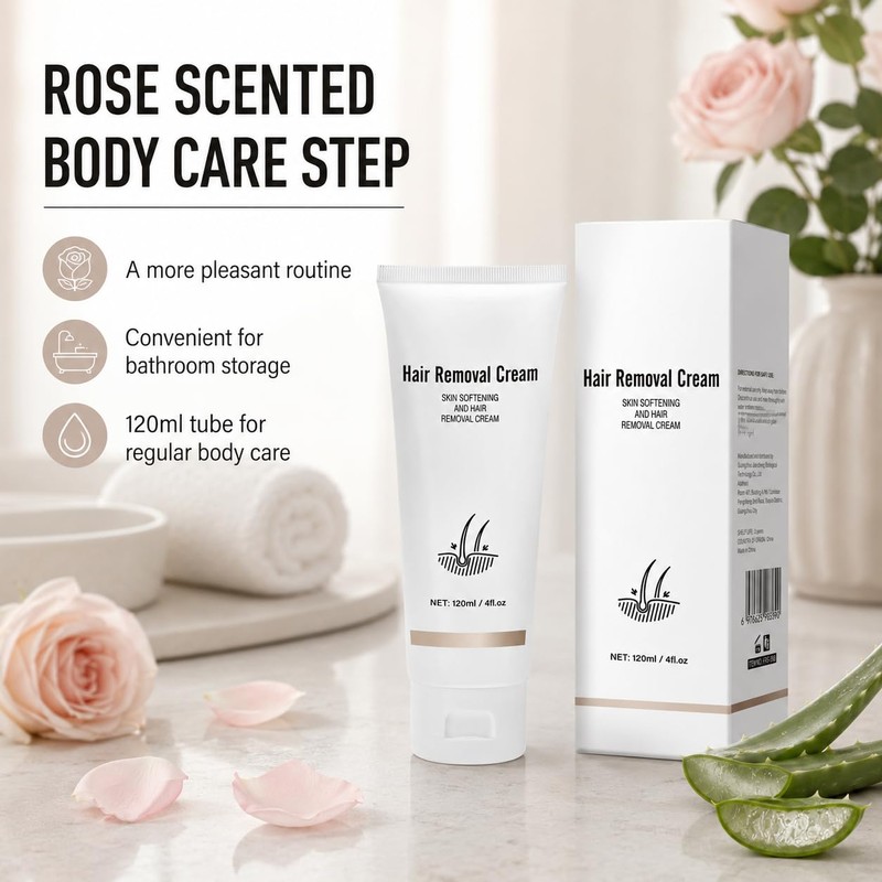 Rose Scented Hair Removal Cream for Legs, Arms and Underarms,