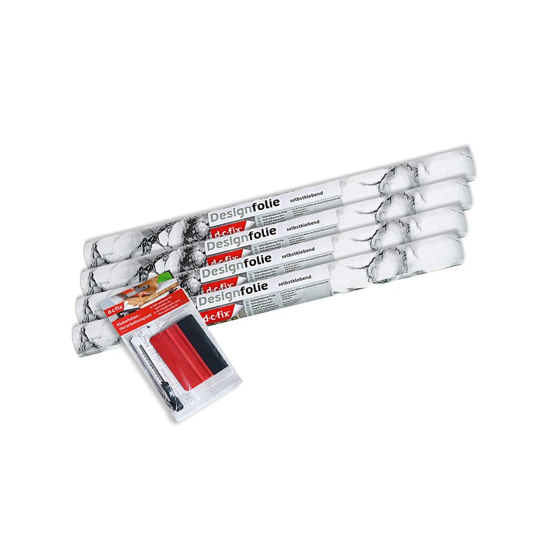 d-c-fix 346-0047-4PKA Decorative Self-Adhesive Film, Marble White, 17" x 78"