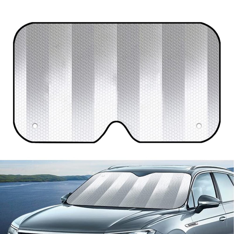 Riloer Aluminum Foil Windshield Sunshade with 2 Suction Cups, Windshield