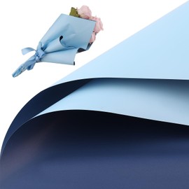 LUTER 20 Sheets Flower Wrapping Paper, 22.8x22.8 inch/58x58cm Floral Bouquet Wrapping Paper Double Sided Color Flower Packing Paper for Wedding Graduation Valentine's Day(Dark Blue & Light Blue)