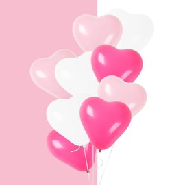 Heart Shaped Latex Balloons 12 Inch Valentines Balloons Birthday Propose Marriage Engagement Wedding Anniversary Valentine's Day Party Decor Supplies 30 Pcs White Pink Rose red