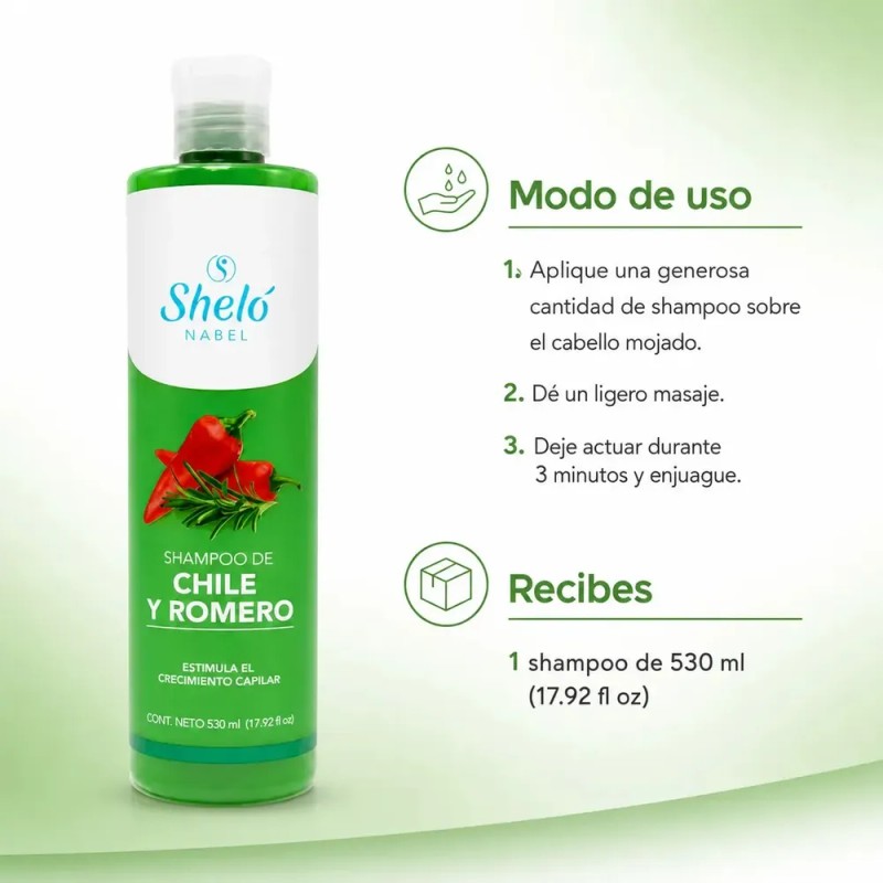 Shelo Shampoo Chile Y Romero Crece Cabello Caida Suaviza 530mL