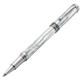 Xezo Maestro Rollerball Pen, Fine Point. Oceanic White Mother of Pearl with Chrome Plating. Handcrafted, Limited Edition, Serialized. No Two Pens Alike
