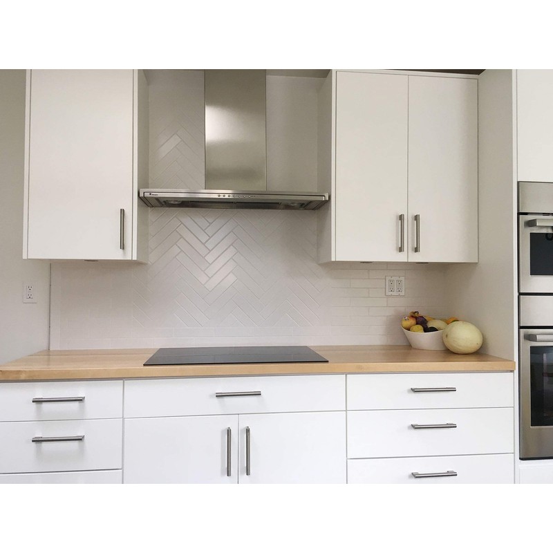 2" x 8" White Glossy Ceramic Subway Tile (1 Piece