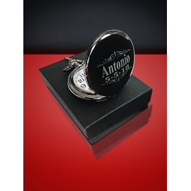 Engraved Pocket Watch, Groomsmen watch with box and chain included, Men's Wedding gift