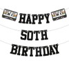 Banner de feliz cumpleaños 50 – Decoración retro para fiestas