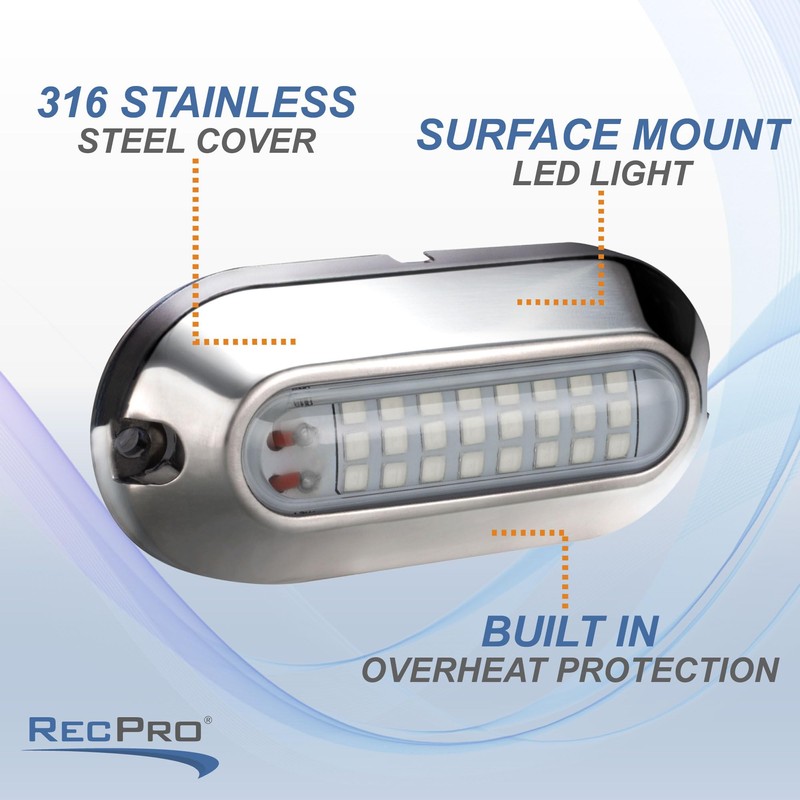 RecPro 3.5" LED Underwater Pontoon Boat Transom Light | w/
