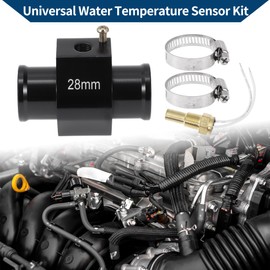ACROPIX 12/24V Universal Water Temp Sensor Kit, 1/8" NPT 28mm Black Adapter 140'F on - 125'F Off for Automotive Radiator & Engine Cooling