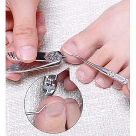2pcs Stainless Steel Nail Groove Dirt Pick Double Head Toenail Remover Pusher File Cuticle Pedicure with Non Slip Hand Toenail Pick Tool Accessories