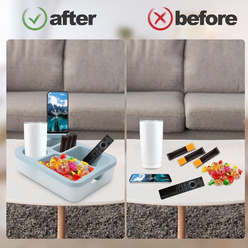 MEKOTRIN Couch Cup Holder Tray for Bed Sofa Organizer, Silicone
