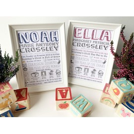 The Little Gem Company - Handmade Newborn Birth Detail Keepsake Frame - A5