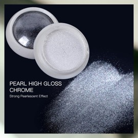 Pearl White Nail Chrome Powder Rubbing Glitter Metallic Mirror Effect Pearlescent Mermaid Pigment Dust for Nail Art Decoration 0.5g/Jar