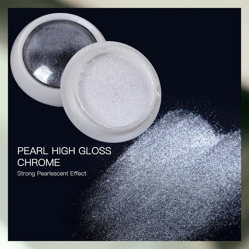 Pearl White Nail Chrome Powder Rubbing Glitter Metallic Mirror Effect