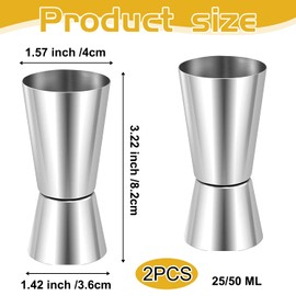Set of 2 Stainless Steel Double Jiggers – 25/50ml Cocktail Measuring Jigger for Bartenders, Home Mixologists, and Drink Lovers