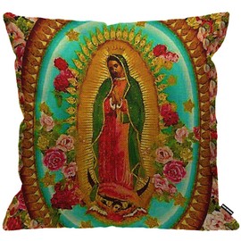 HGOD DESIGNS Cushion Cover Mexico Our Lady Guadalupe Mexican Saint Virgin Catholic,Throw Pillow Case Home Decorative for Men/Women Living Room Bedroom Sofa Chair 18X18 Inch Pillowcase 45X45cm