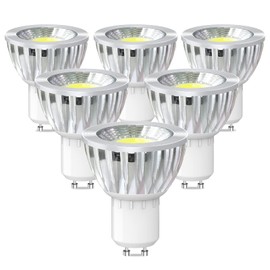 JSXing Bombillas LED GU10, Foco de Inundación Led GU10 Base Spotlight 5W (Equivalente a Una Bombilla Halógena de 40W) para Iluminación de Pista Empotrada de Paisaje (luz Blanca 6000K, 6P)