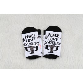 PXTIDY 1 Pairs Peace Love Psychology Sock Psychologist Gift School Psychology Gift Psychology Sock Mental Health Gift (Cotton, PSYCHOLOGY socks)